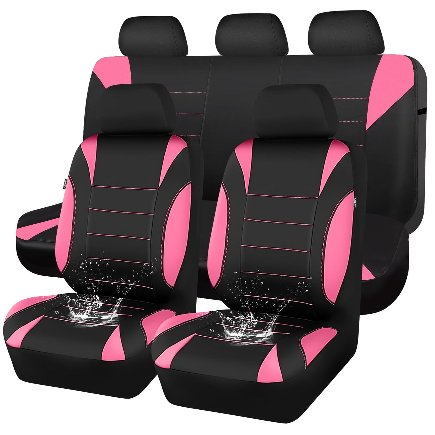 CAR PASS Waterproof Car Seat Covers Front Seats Only with 5mm Composite EVA, Neoprene Car Seat Cover with Separate Headrest Cover, Quick Setup Universal Fit for Car SUV Trucks,Airbag Compatible（Gray