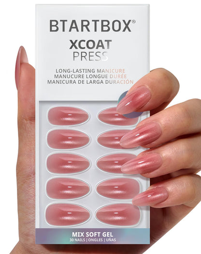 BTArtbox Press On Nails, Cream Puff, Short Almond, Ombre Off White, 32Ct