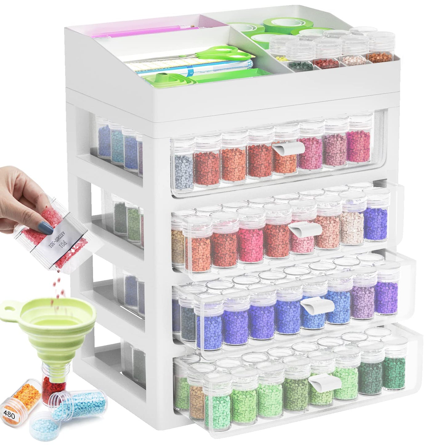 ARTDOT 60 Slots Storage Container for Diamond Art Kits for Adults, Portable Bead Storage Boxes for Diamond Painting Accessories and Tools