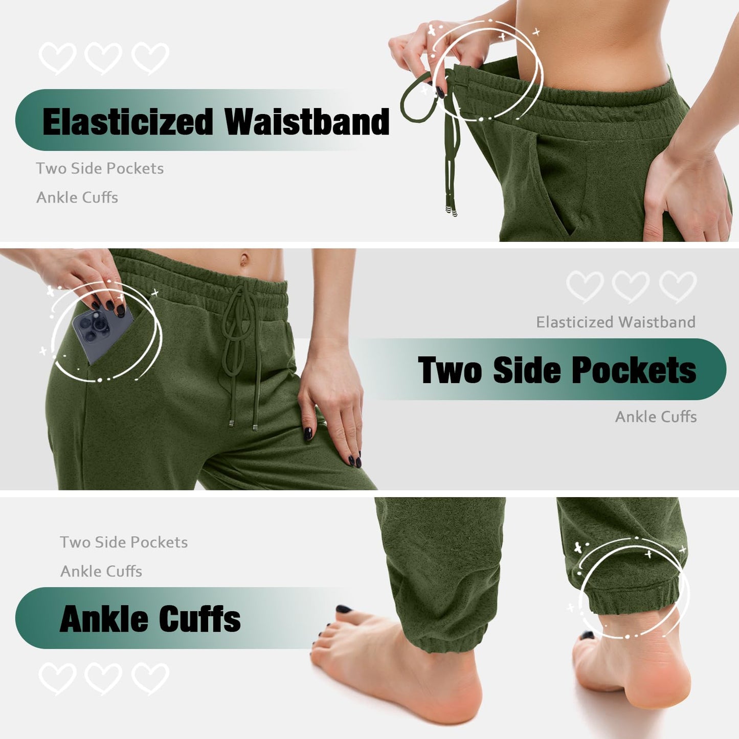 Walifrey Joggers with Pockets, Drawstring Sweatpants Women