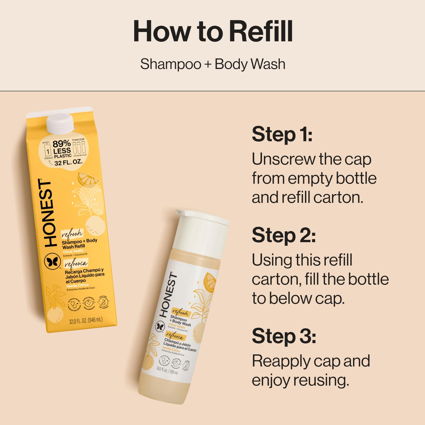 The Honest Company Shampoo & Body Wash, Tear-Free, Fragrance-Free, 10 fl oz