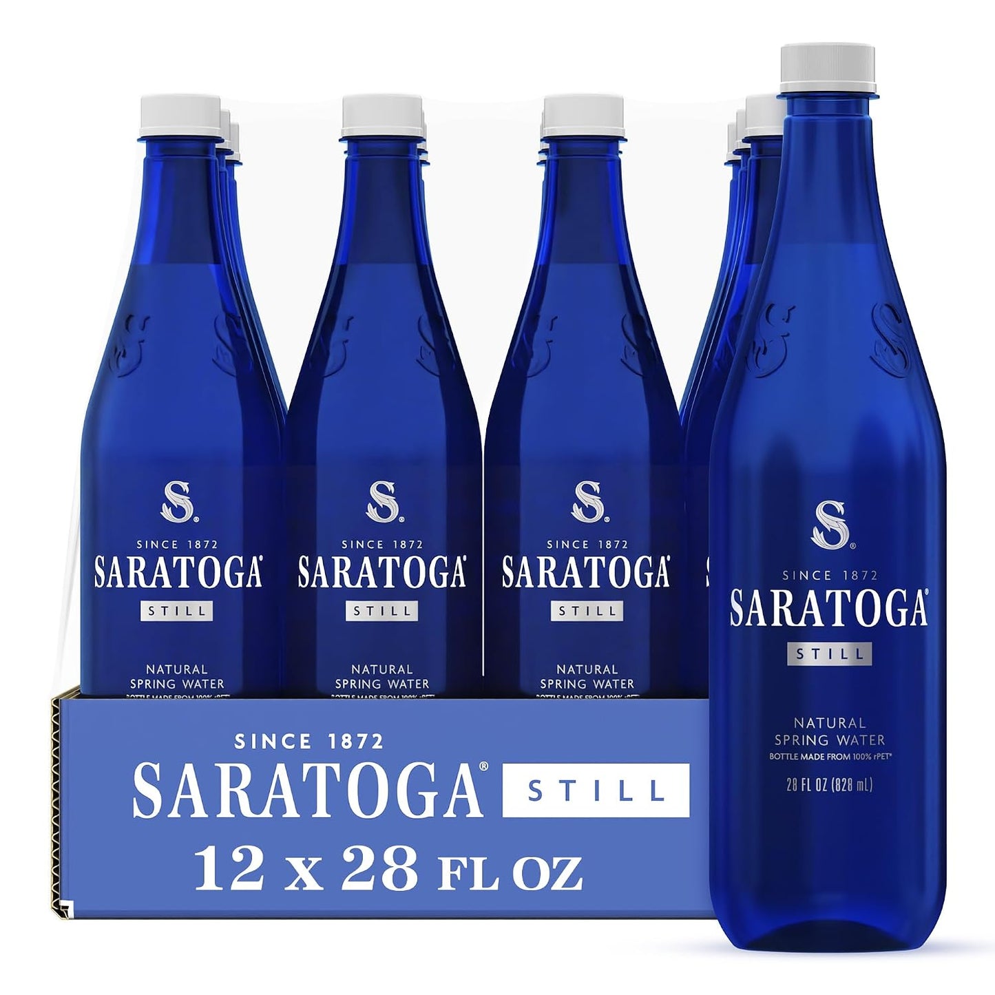 Saratoga Sparkling Water Bottles, 24-Pack – Carbonated Spring Bottled Water – Recycled PET Plastic Bottles – 16 Fl Oz