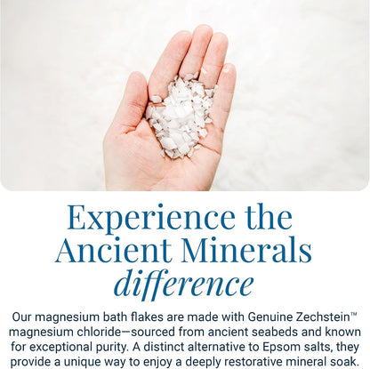 Ancient Minerals Magnesium Bath Flakes – Pure Zechstein Magnesium Chloride for Soaking and Whole-Body Replenishment, 8 lb Bag (Pack of 3)