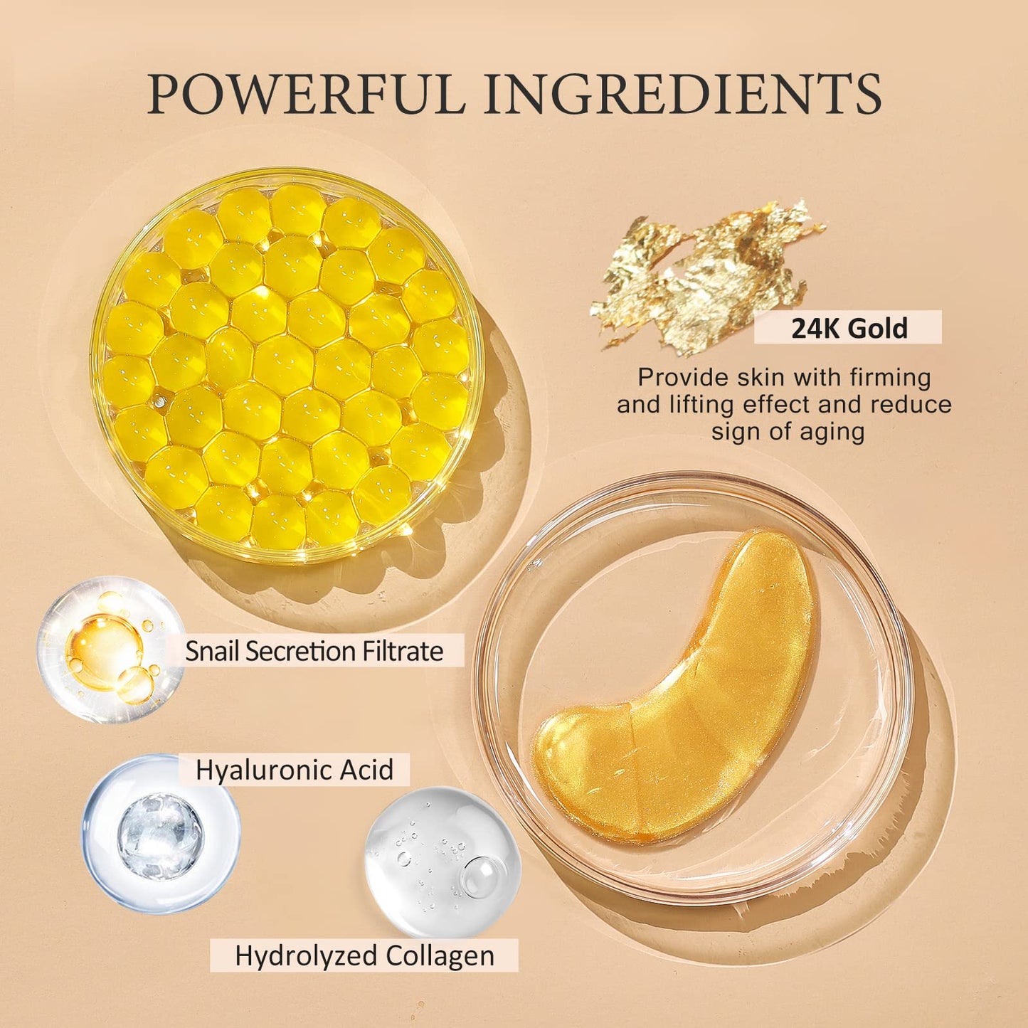 PEAUAMIE Under Eye Patches Gold and Hyaluronic Acid for puffy eyes,Rose Eye Masks for Dark Circles and Puffiness skin care Smooth Wrinkles products 30 Pairs