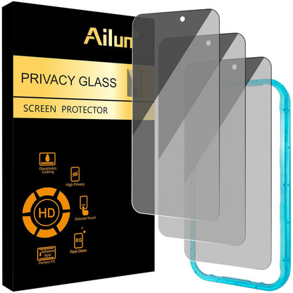 Ailun 3 Pack Privacy Screen Protector for iPhone 16 Pro Max, Tempered Glass