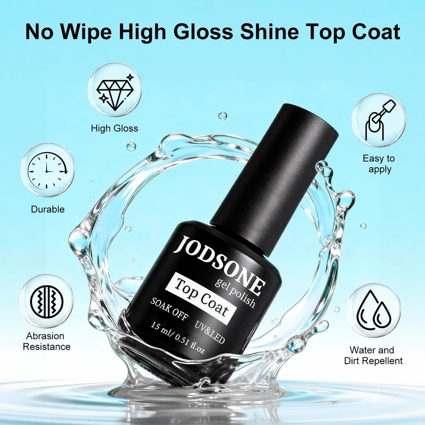 JODSONE U V LED Nail Lamp with Base Coat Top Coat Set, Nail Dryer for Gel Polish for Nails with Automatic Sensor & 4 Timers