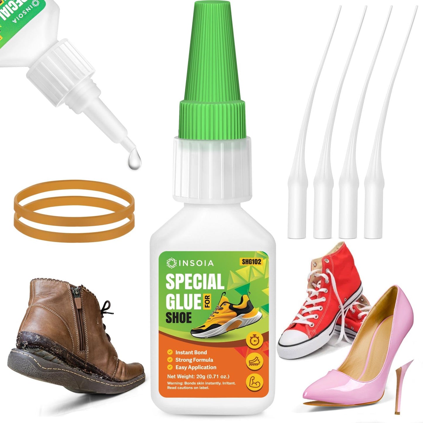 INSOIA Super Medium CA Glue, 20g, Strong Bond, with Precision Tips