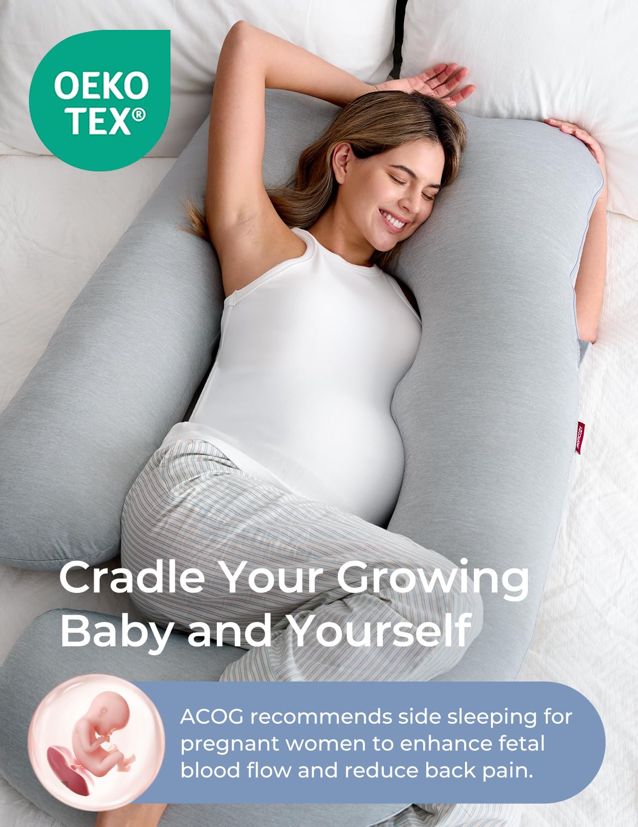 Momcozy Pregnancy Pillow for Sleeping - U Shaped Full Body Maternity Pillow