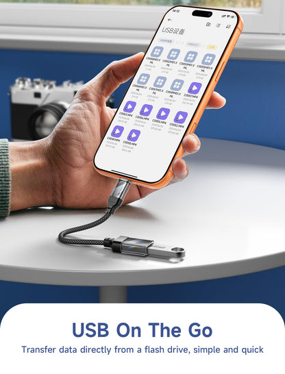 JSAUX USB C to USB 3.0 Adapter [2 Pack], USB C Male to USB Female OTG Cable Adapter Compatible with MacBook Pro/Air, iPhone 17 Pro Max/iPhone Air/16e/16/15 Series, Samsung Galaxy S25/S24/S23-Black