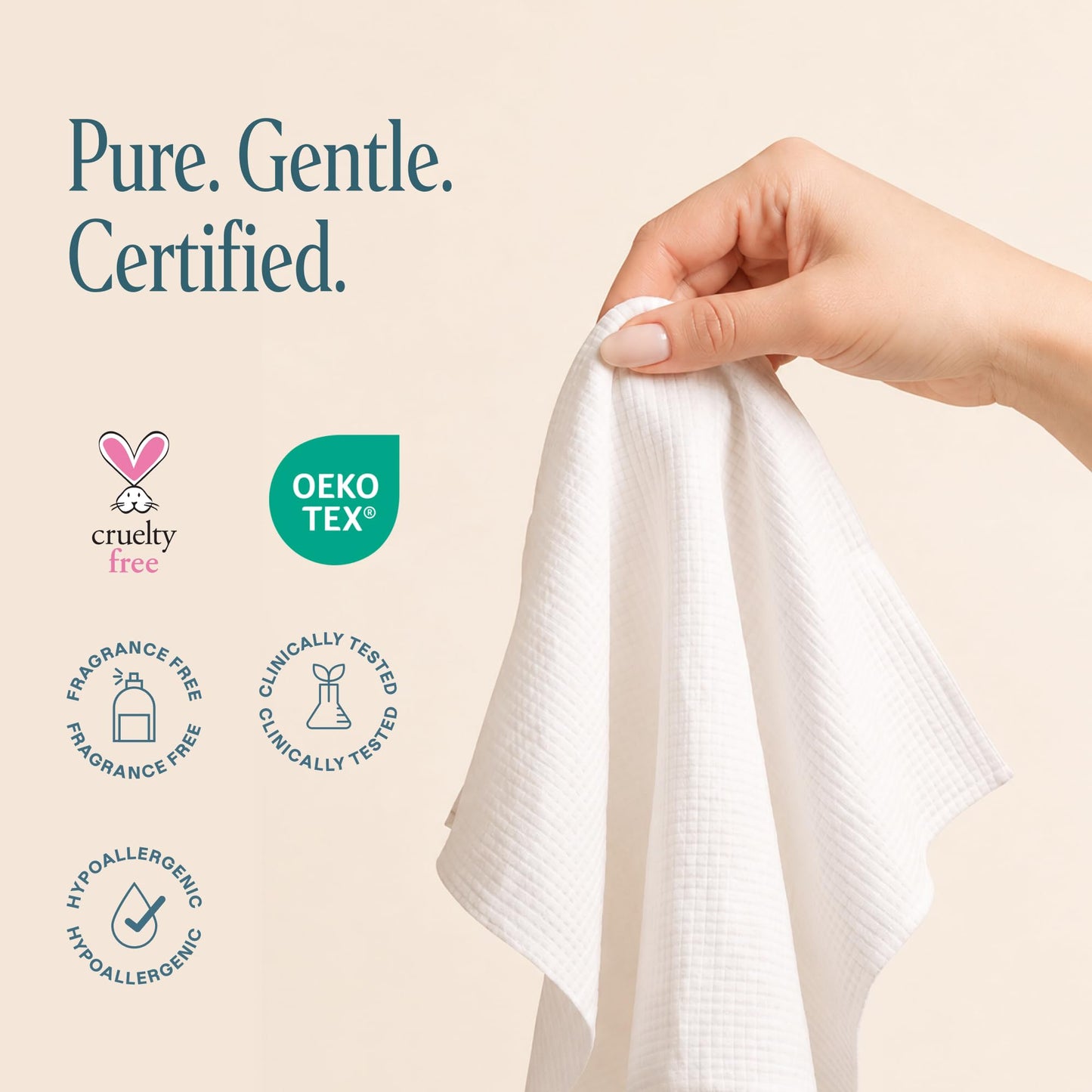 Cliganic Face Towels XL, Disposable Makeup Remover, Soft Dry Wipes, 50 ct