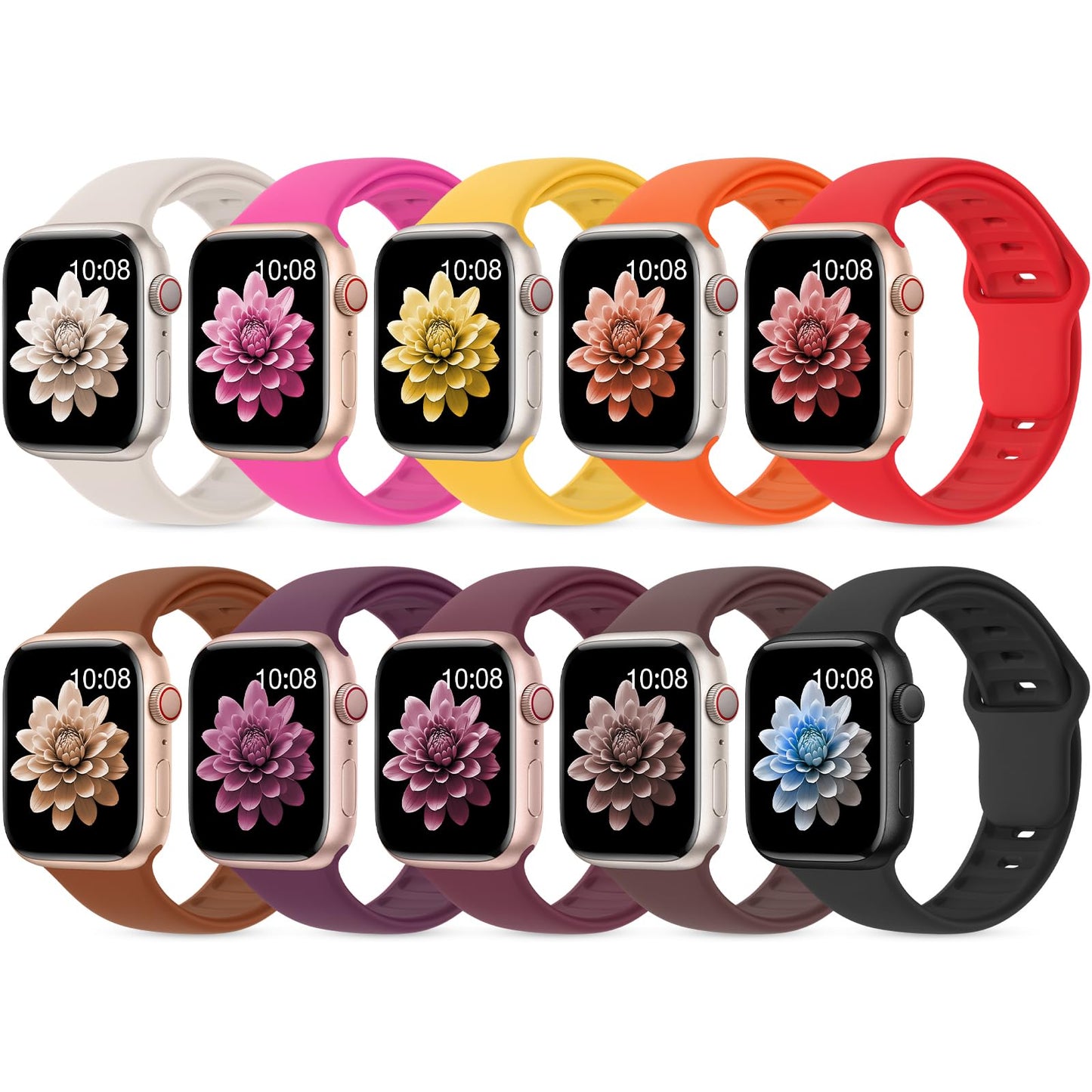 10 Pack Silicone Sport Bands Compatible with Apple Watch Band Women Men