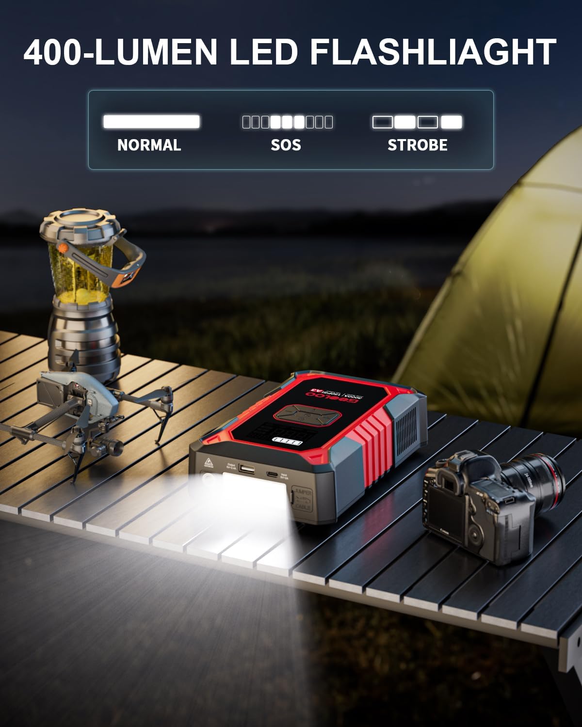 GOOLOO A3 12V 3000A Portable Jump Starter with Air Compressor