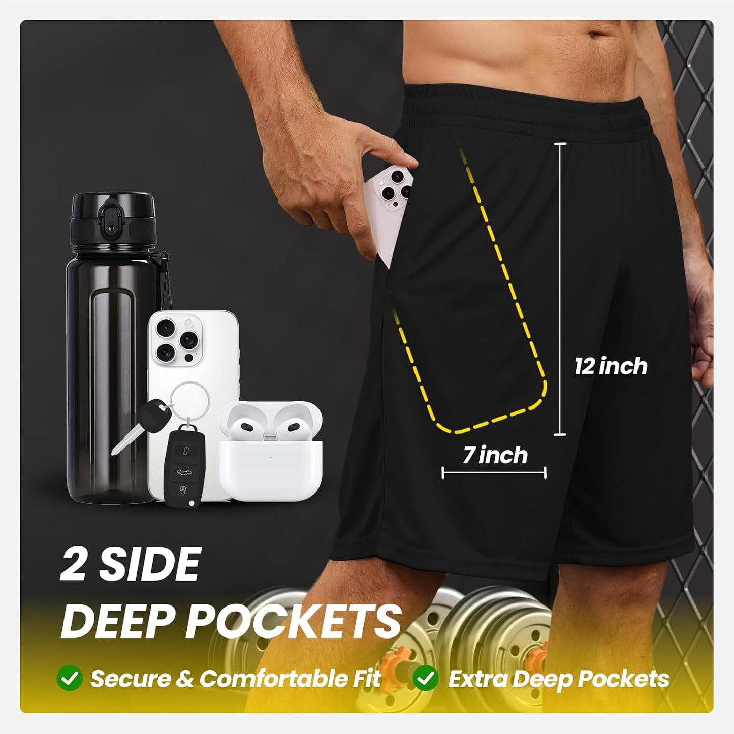 BALENNZ Mens Athletic Shorts with Pockets Quick Dry Workout Shorts Men