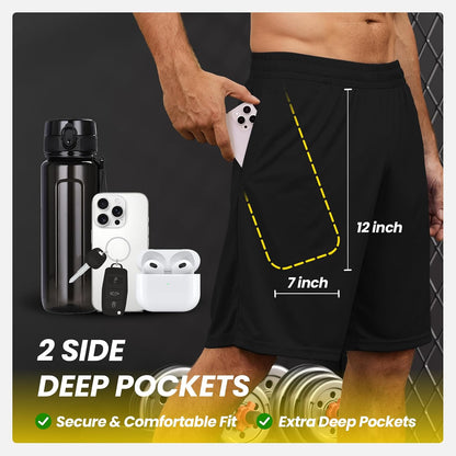 BALENNZ Mens Athletic Shorts with Pockets Quick Dry Workout Shorts Men