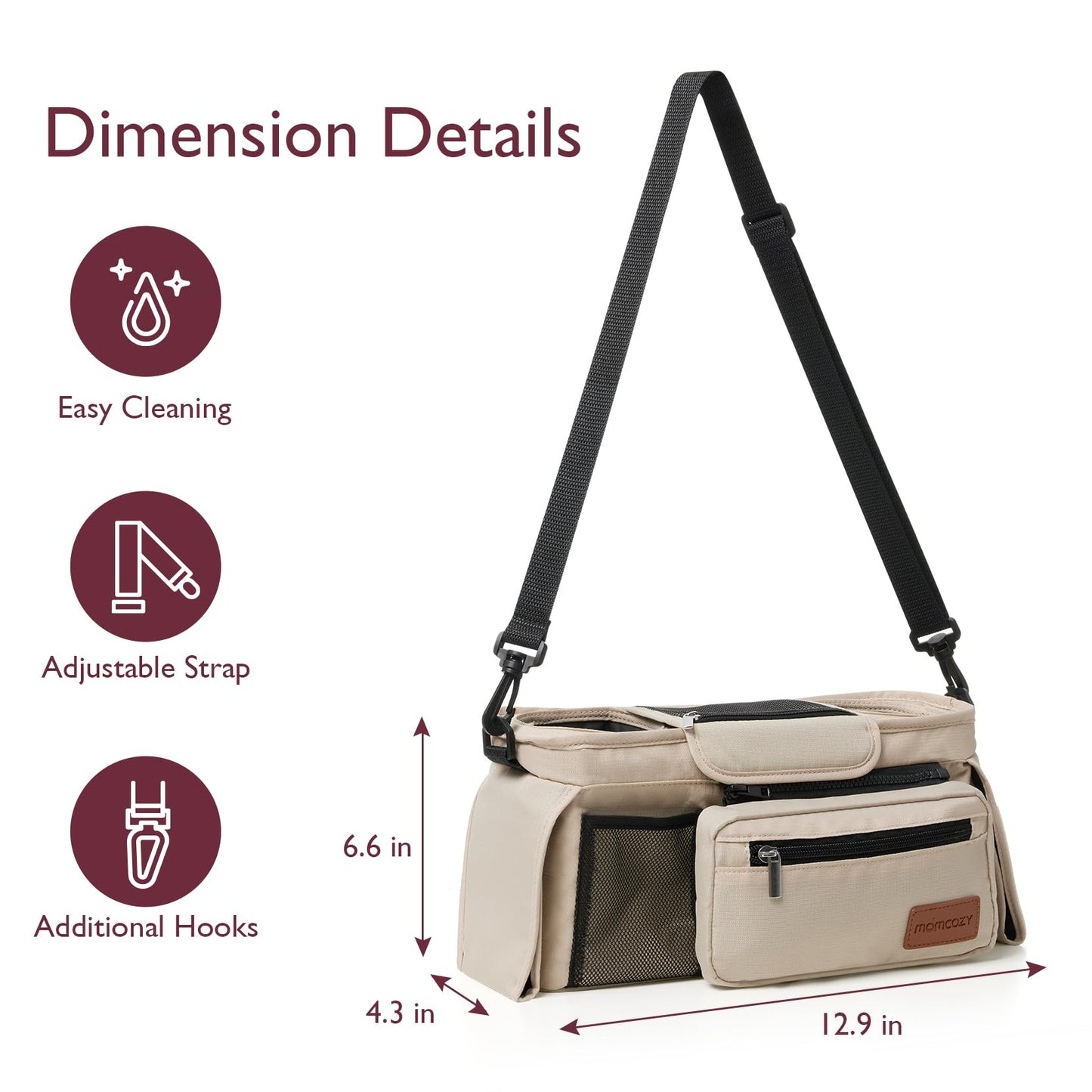 Momcozy Universal Stroller Organizer with Insulated Cup Holder