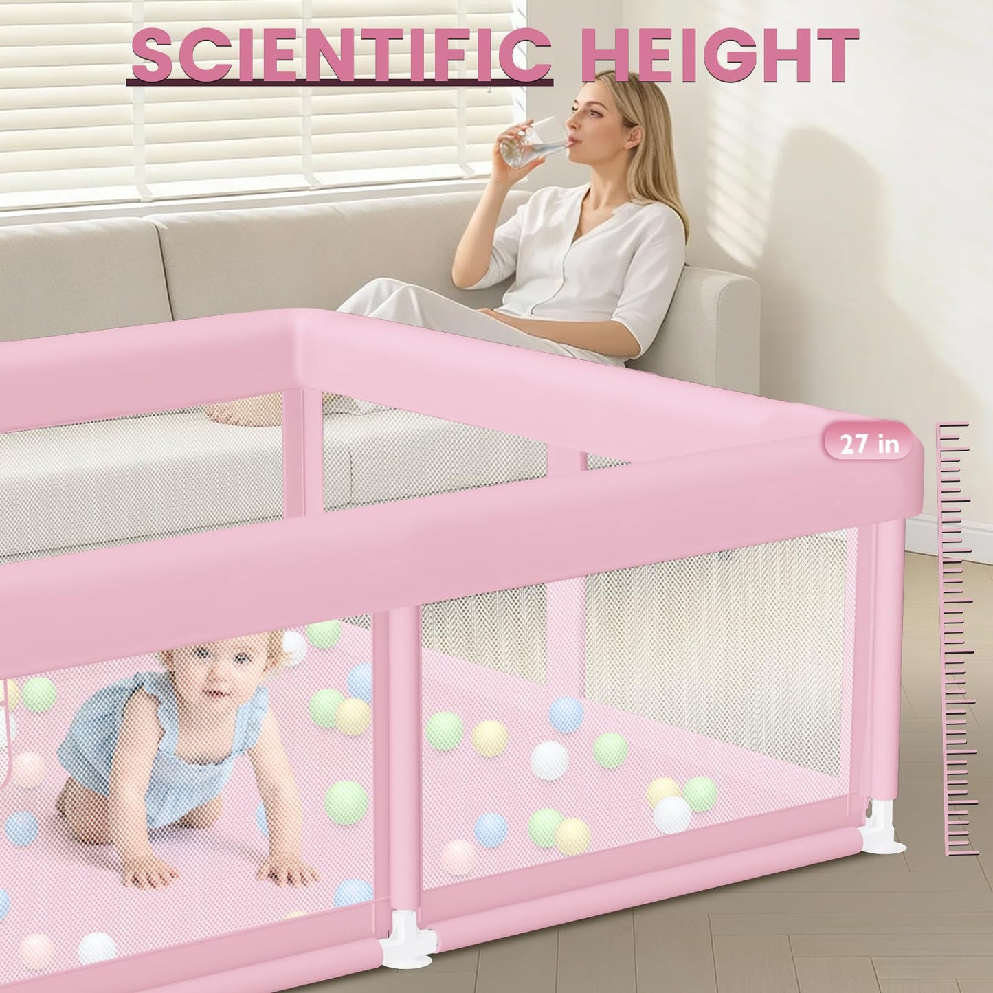 Hiaksedt Baby Playpen 50x50 Inch, Play Pens for Babies and Toddlers