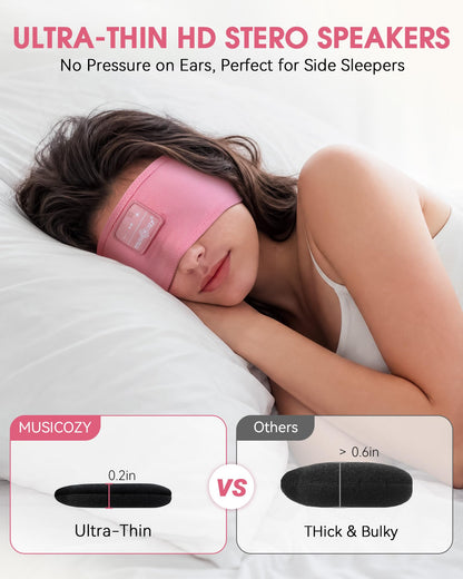 MUSICOZY Sleep Headphones Bluetooth Headband Headphones for Side Sleepers
