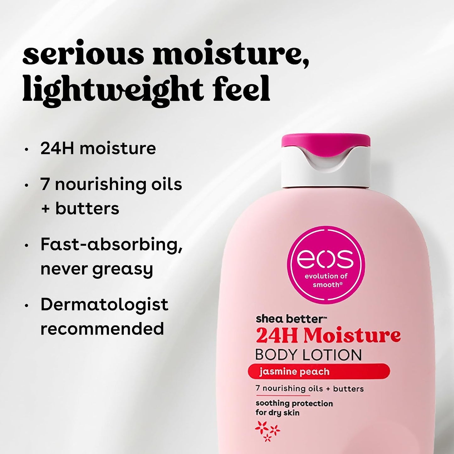 eos Shea Better 24H Moisture Body Lotion- Jasmine Peach, 16 fl oz