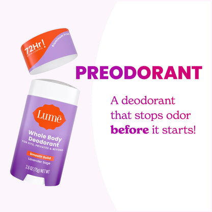 Lume Whole Body Deodorant - Solid Stick - 2.6 oz, 2 pk (Soft Powder)