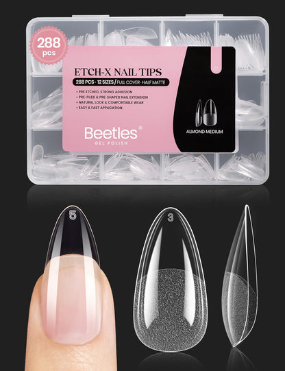 Beetles Soft Gel Nail Tips Short Almond 288pcs in 12 Sizes Etch-X