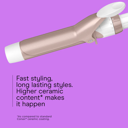 Conair Curling Iron, Double Ceramic, 1" Barrel, White/Rose Gold