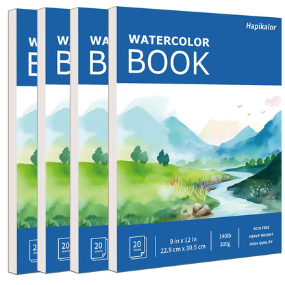 Hapikalor Watercolor Paper Pad, 9"x12" Water Color Paper, 140lb/300gsm Teal