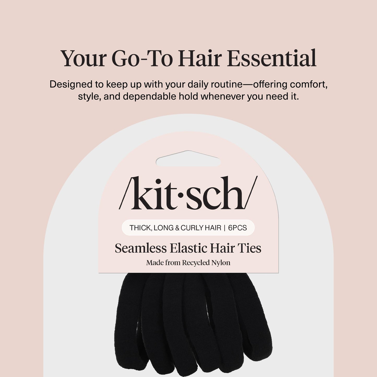 Kitsch Elastic Hair Ties No Damage | Stretchable Hair Bands - Neutral 12pcs