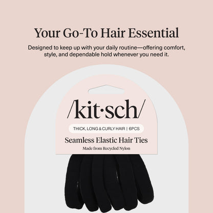 Kitsch Elastic Hair Ties No Damage | Stretchable Hair Bands - Neutral 12pcs