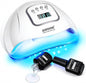 JODSONE U V LED Nail Lamp with Base Coat Top Coat Set, Nail Dryer for Gel Polish for Nails with Automatic Sensor & 4 Timers