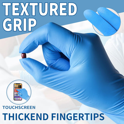 FINITEX Blue Disposable Nitrile Exam Gloves - 200 PCS/BOX 3.5mil Rubber Powder-Free Latex-Free Medical Cleaning Food Gloves