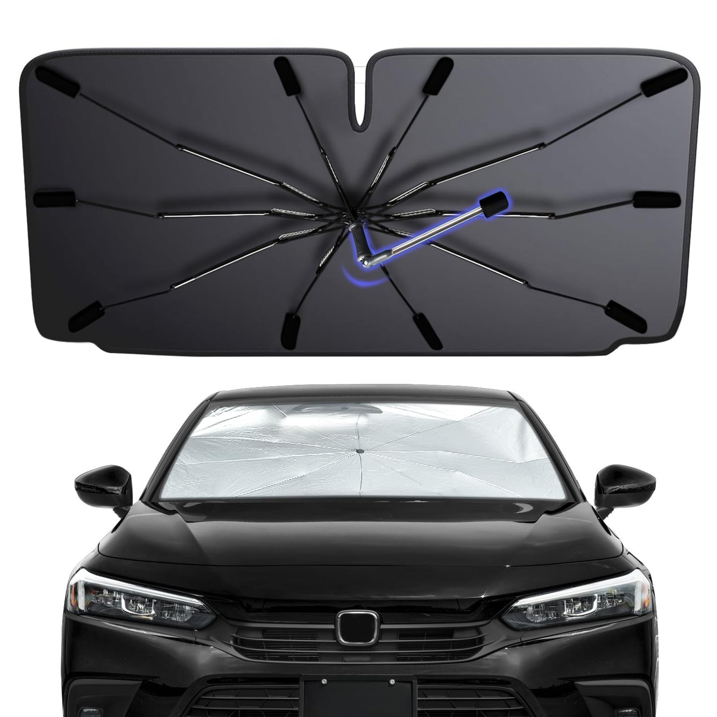 2026 Windshield Sun Shade Umbrella, Foldable Car Sunshade, 99% UV Block