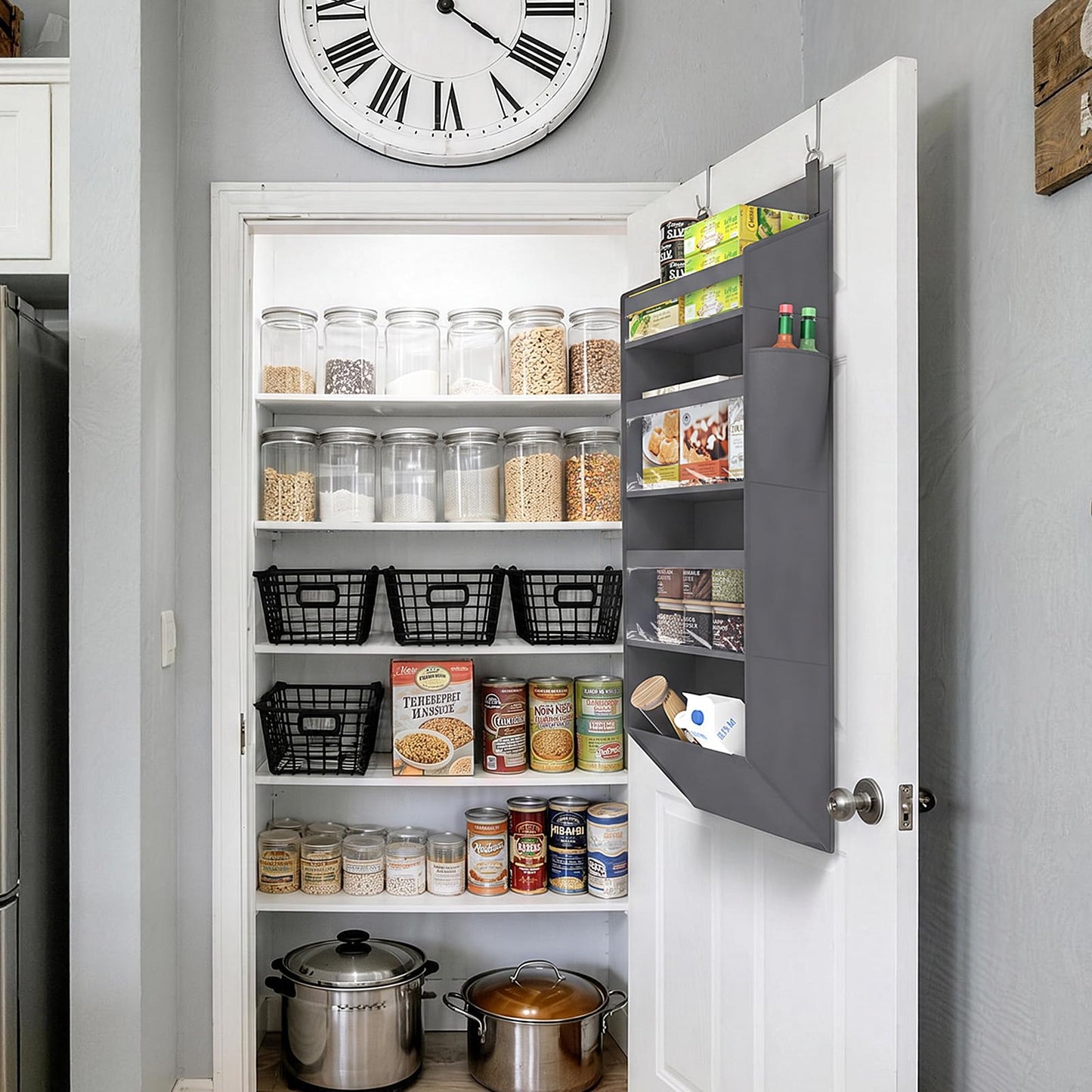 Lifewit 1 Pack Over the Door Organizer, 5 Section Hanging Storage, Beige
