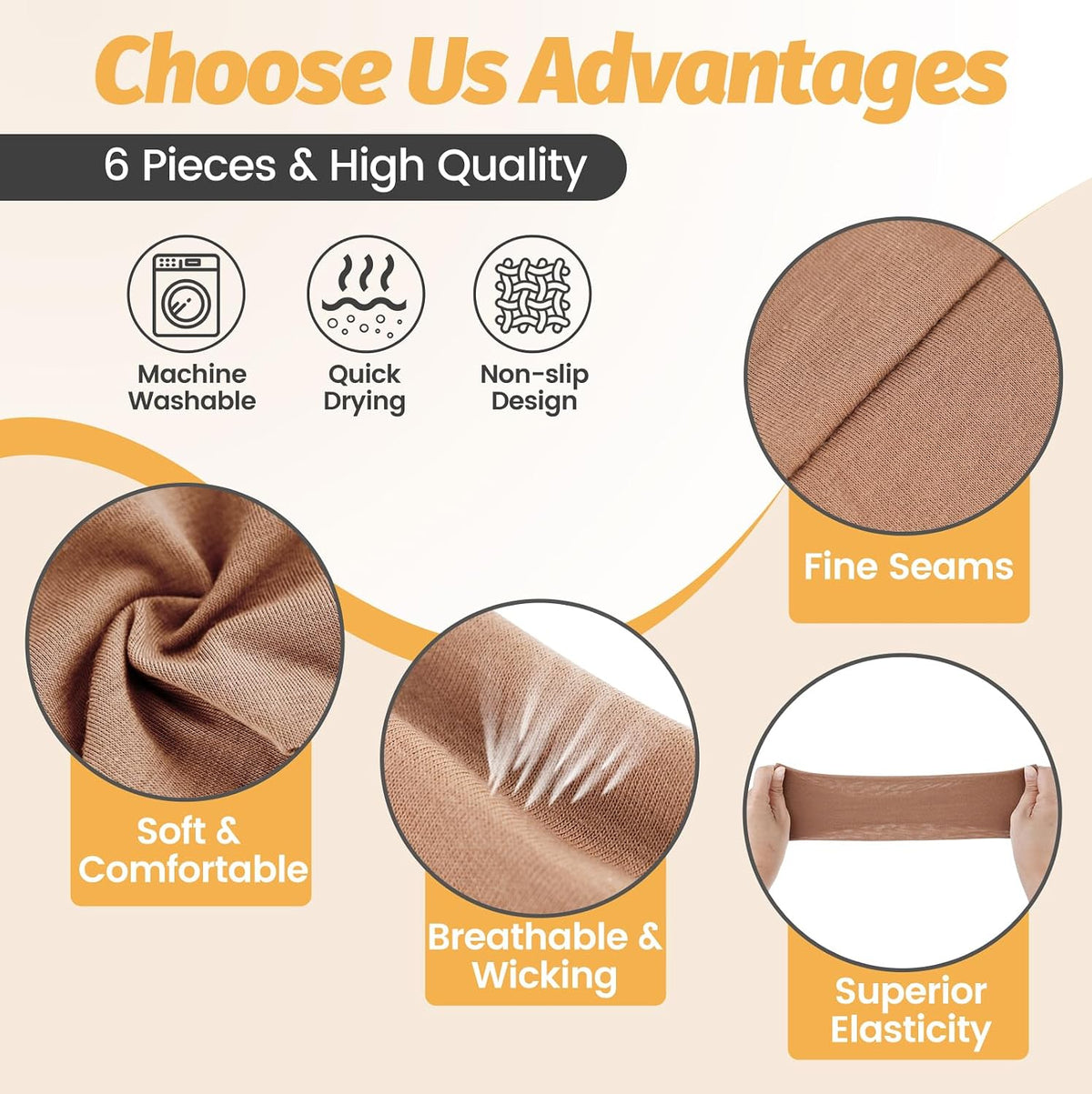 Headbands for Women - 6 Pack Wide Elastic Hair Bands | Stretchy Sweatbands Hair Bands | Soft Sports Thin Head Bands | Non-Slip Accessories Bands for Fashion, Washing Face, Workouts, Yoga, Daily Use