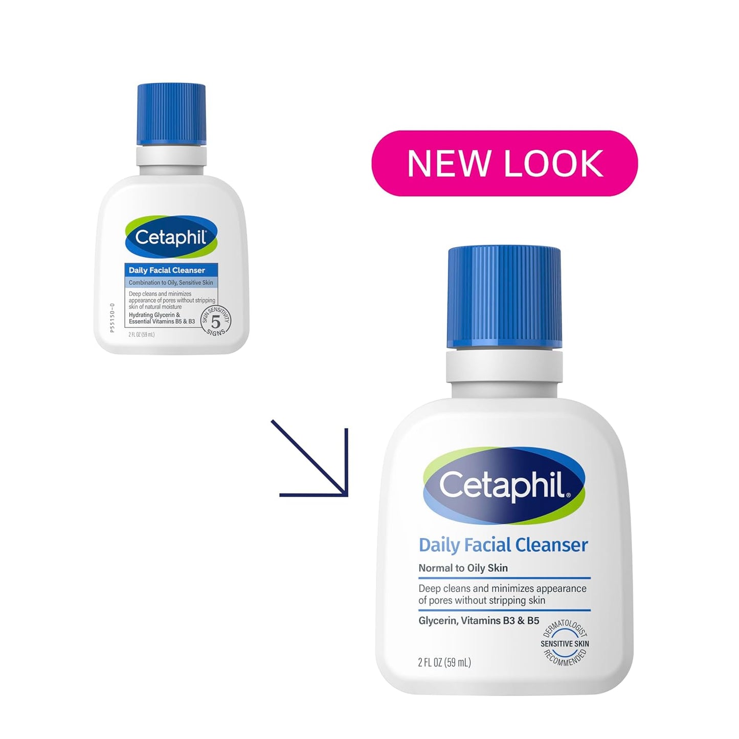 Cetaphil Daily Facial Cleanser, Oily & Combination Skin, 8oz, 3ct