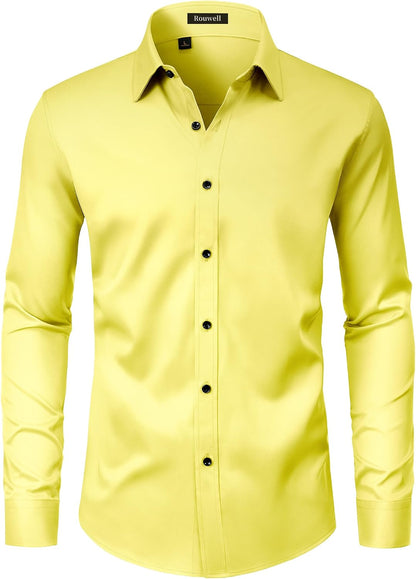Men’s Wrinkle Free Dress Shirts Regular Fit Long Sleeve Non Iron Business Casual Wedding Stretch Button Down Shirt