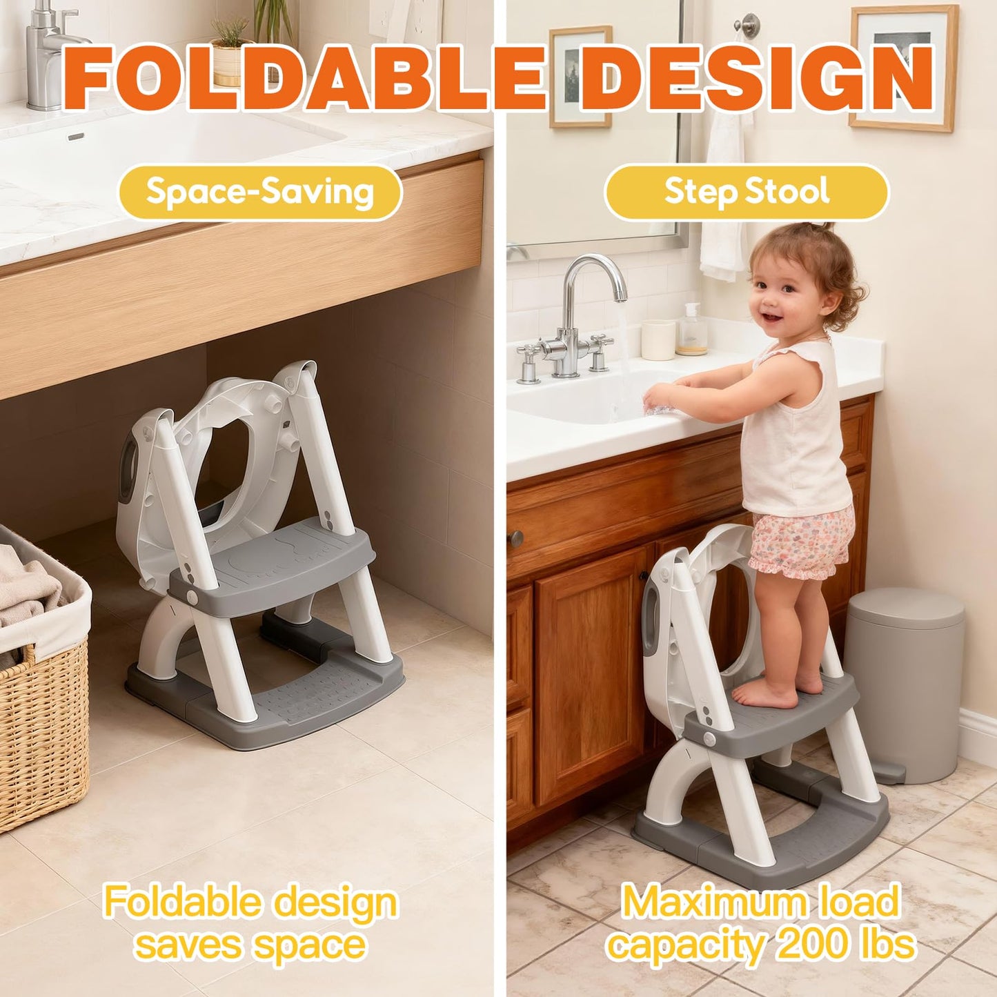 Potty Training Toilet for Toddlers, 2-in-1 Potty Training seat, Anti-Slip