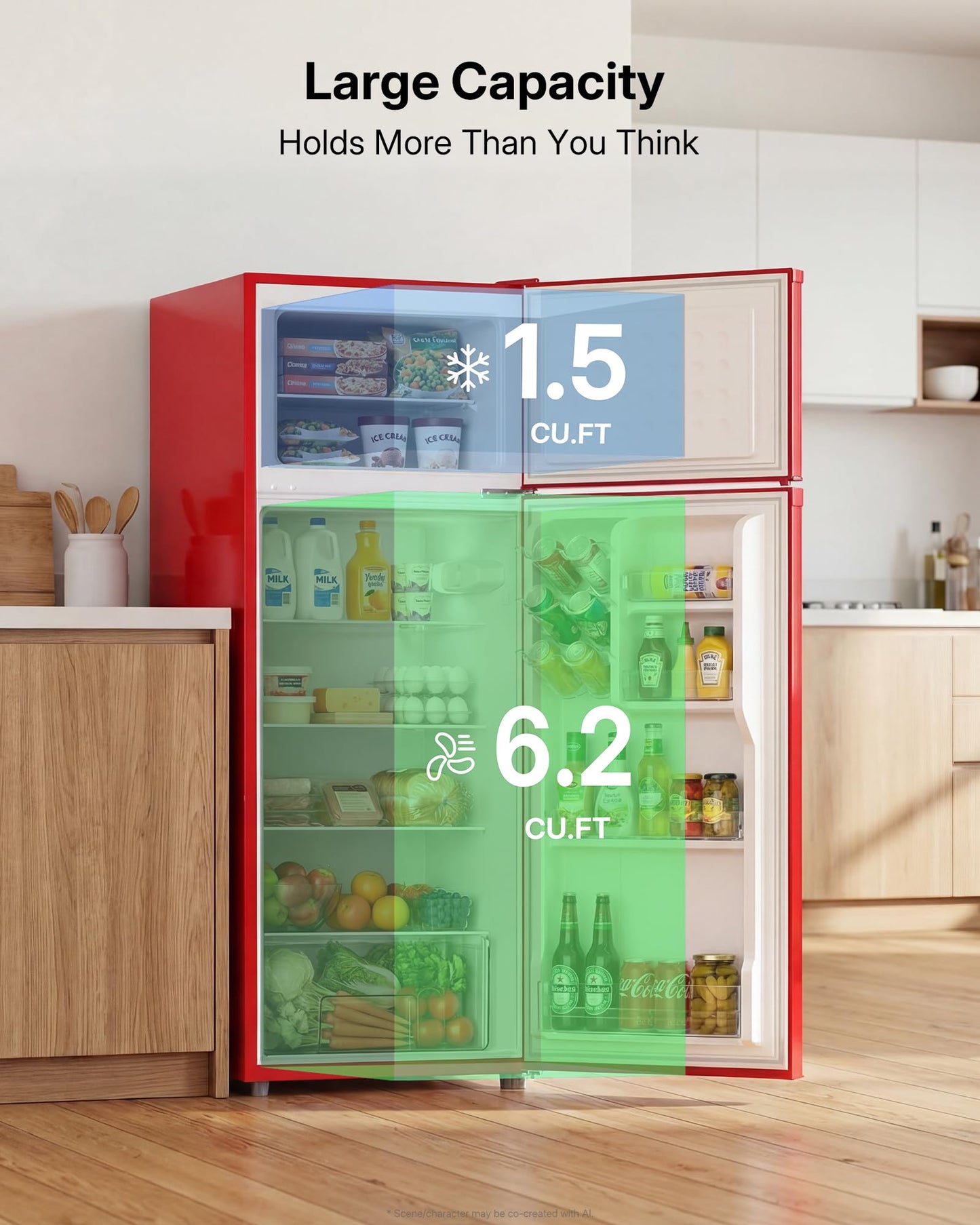 Upstreman 7.7 Cu.Ft. Refrigerator with Freezer Double Door Refrigerator