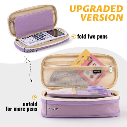 EASTHILL Big Capacity Pencil Pen Case Office College School Large Storage High Capacity Bag Pouch Holder Box Organizer Blue (Pink)