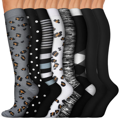 Copper Compression Socks 15-20 mmHg for Men & Women 8 Pairs – Circulation Support for Nurses, Travel, Running, Hiking, Soccer