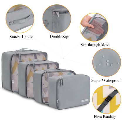 BAGAIL 8 Set Packing Cubes Luggage Packing Organizers for Travel Accessories-Cream