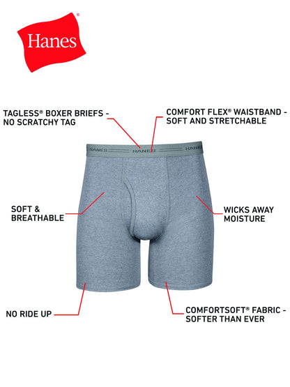 Hanes mens Underwear Boxer Briefs Pack, Cool & Breathable Cotton Moisture-wicking Underwear for Men, No Ride Up