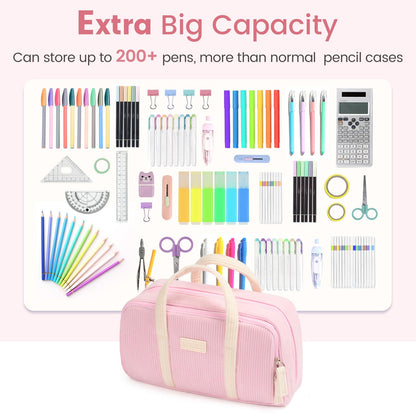 Sooez Large Pencil Case Pouch, Extra Big Pencil Bag with 5 Compartments