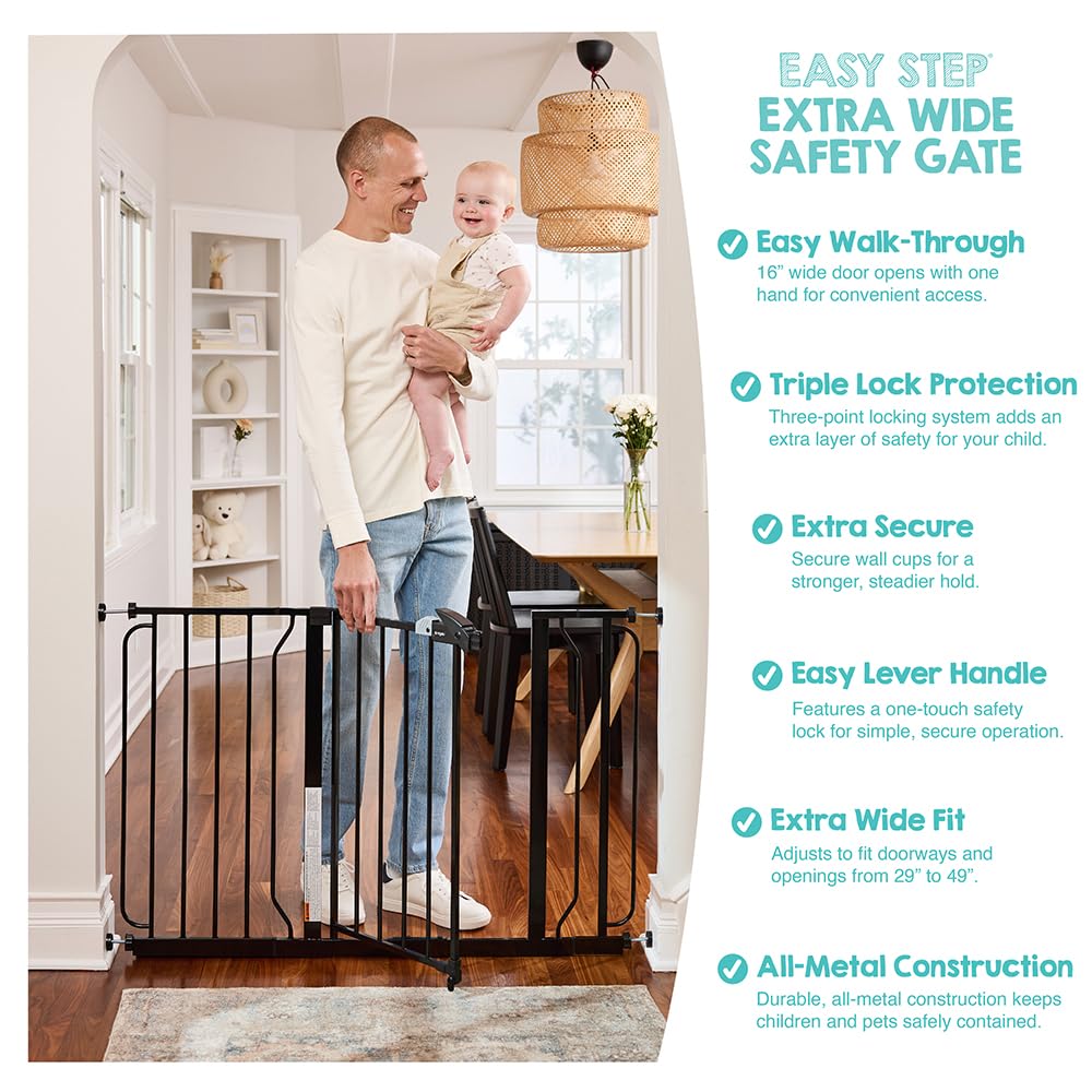 Regalo Safety 29"-38.5" Easy Step Baby Gate, Bottom of Stairs & Doorways