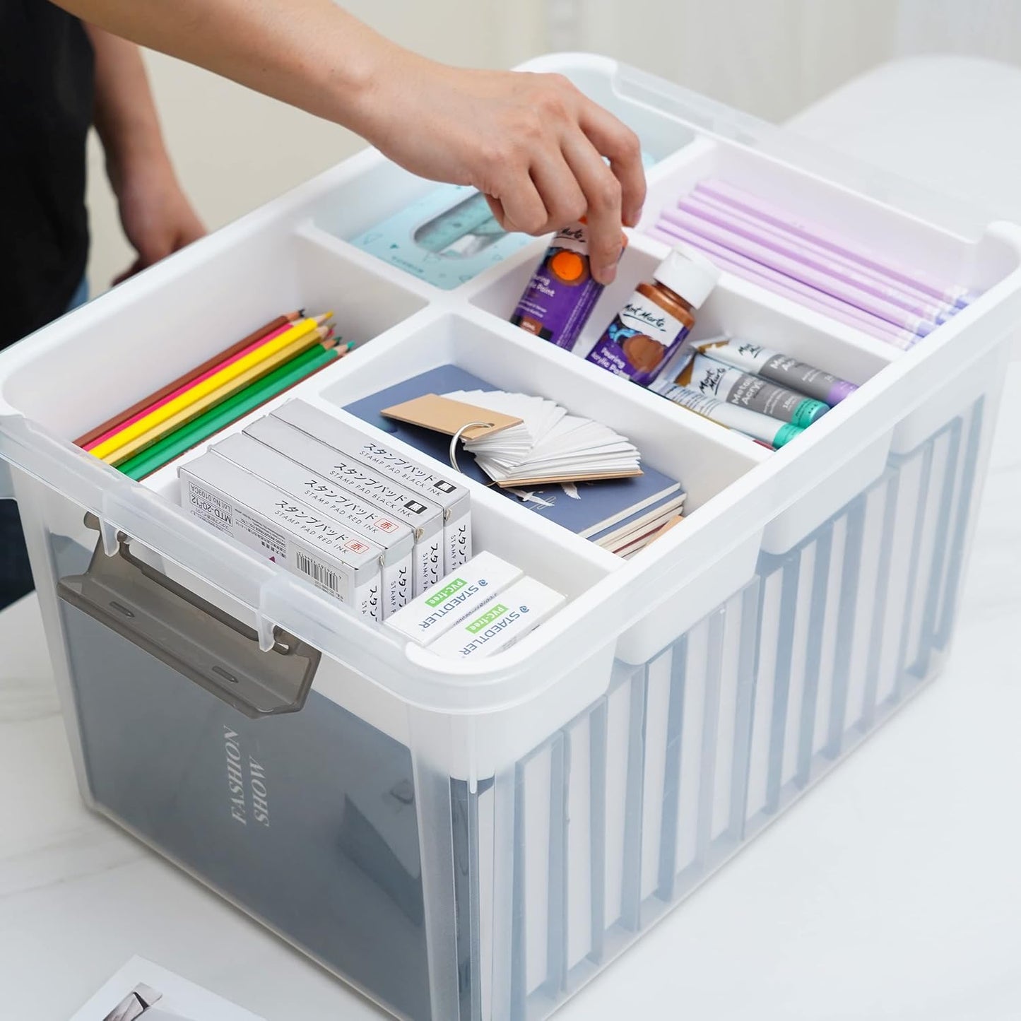 Citylife 6Qt 4Packs Clear Craft Organizers and Storage BOX, Sensory Bins