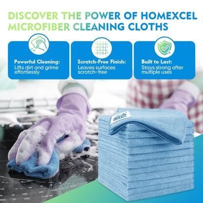 HOMEXCEL Microfiber Cleaning Cloth 12 Pack, 12.5 x 12.5 inch Microfiber Towels for Cars, Ultra Absorbent Washing Cloth, Lint Free Streak Free Cleaning Rags for Car, Kitchen, and Window (Grey)