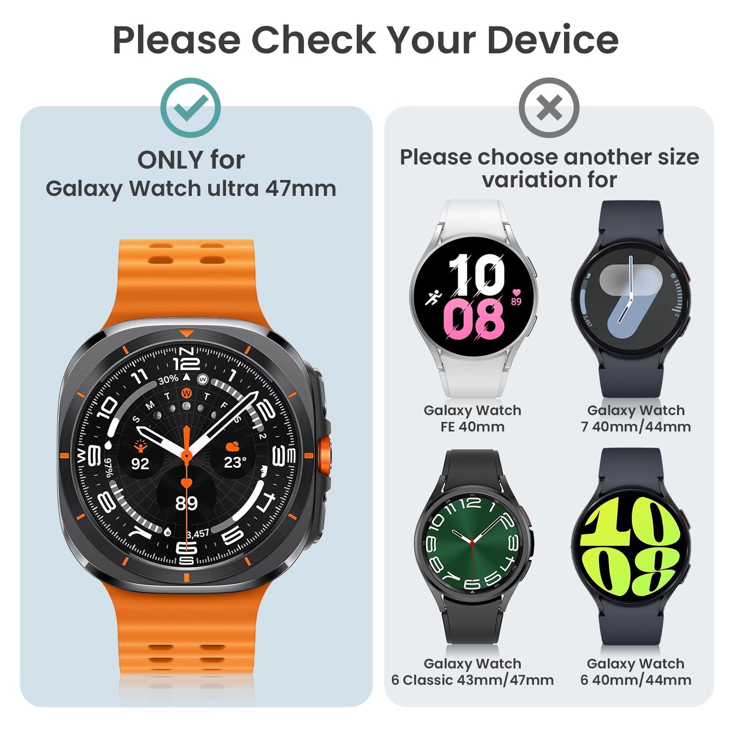 Tensea 5+5PCS for Samsung Galaxy Watch Ultra 47mm Screen Protector Case