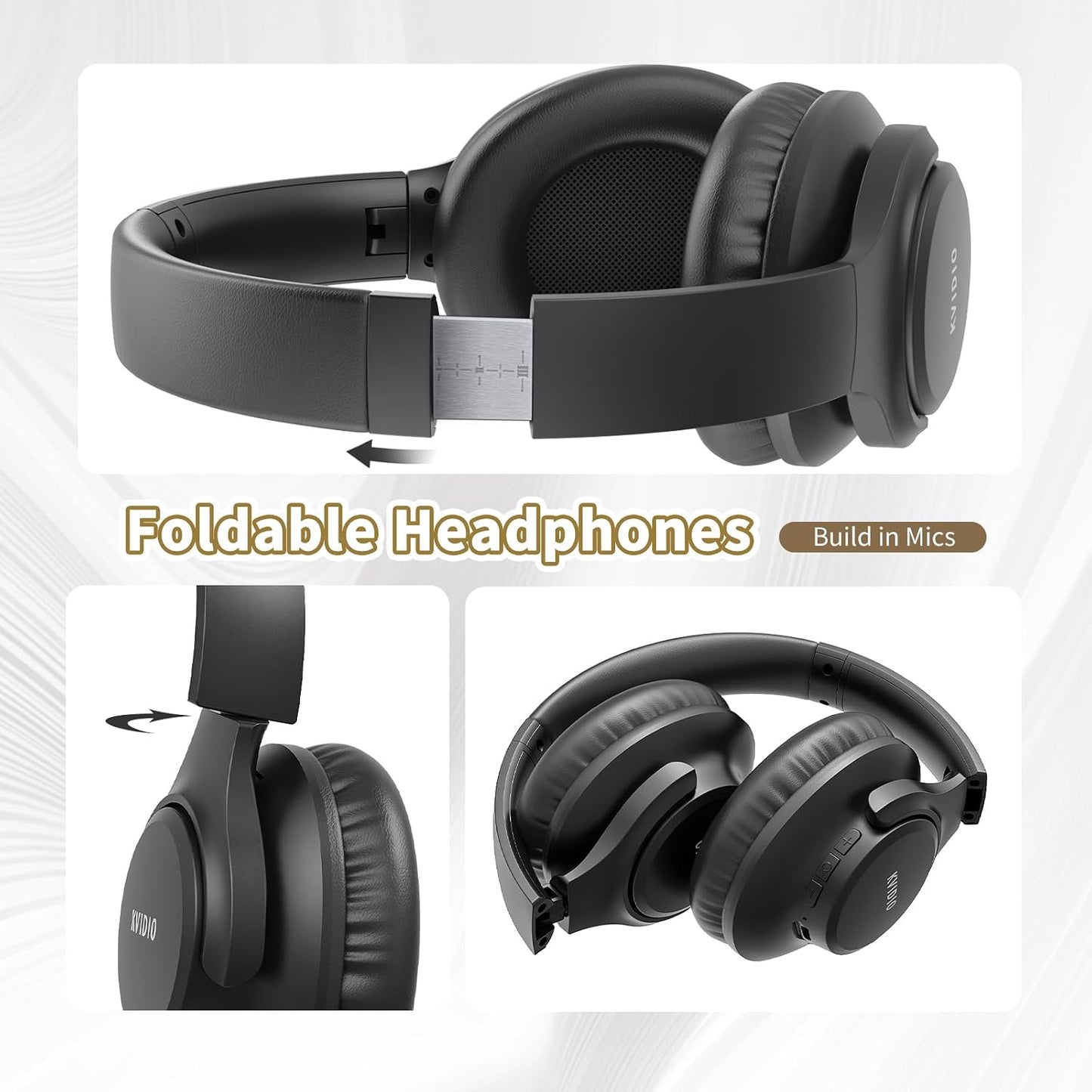 KVIDIO Bluetooth Headphones Wireless Over Ear Headsets 65H Playtime
