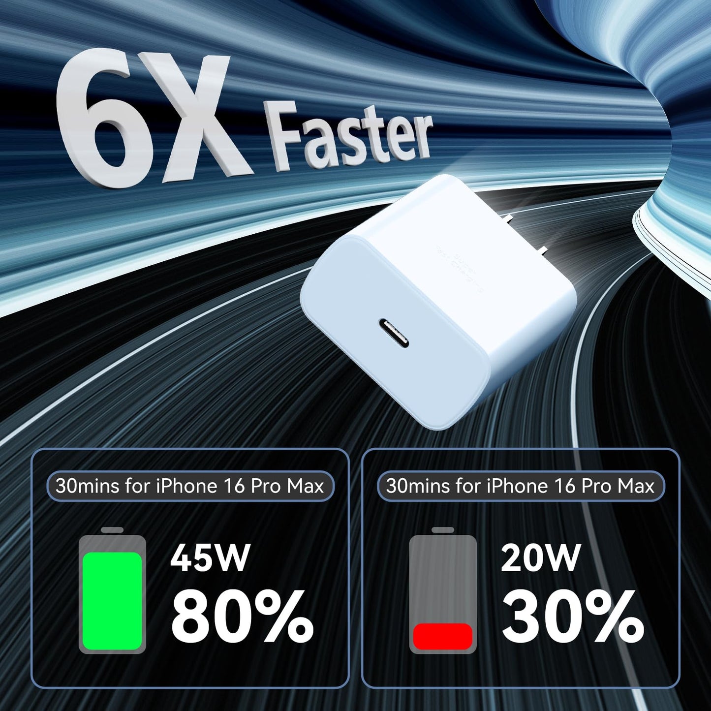 Phone 17 16 Pro Max Charger Fast Charging, 45W Super Fast USB C Charger Block with 10FT Long Charging Cord Cable for 17 16 Pro Max/17 16/16 Plus,15 Pro Max/15 Pro/15, Android Phone-Black