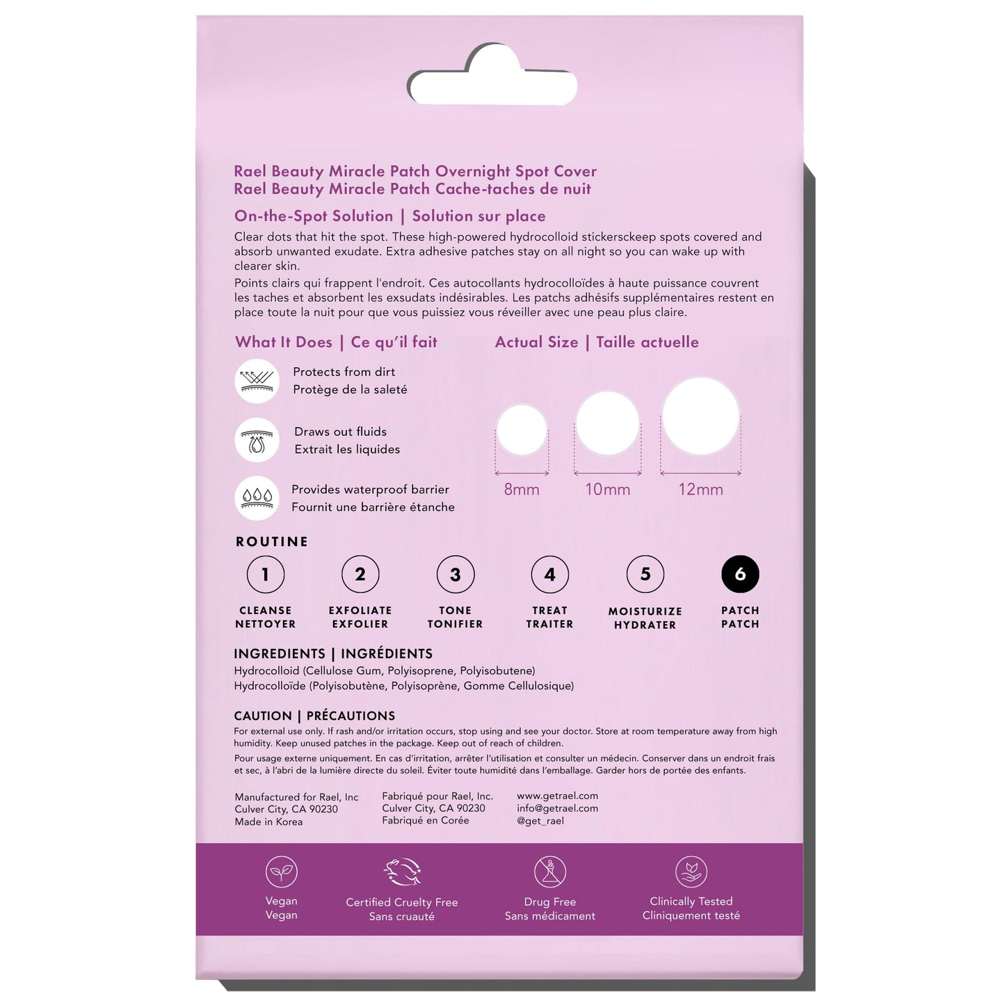 Rael Miracle Invisible Spot Cover Hydrocolloid Acne Pimple Patches (96 Ct)