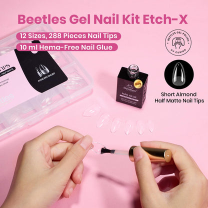 Beetles Soft Gel Nail Tips Short Almond 288pcs in 12 Sizes Etch-X